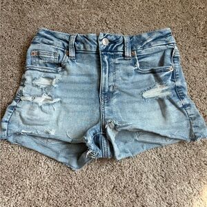 American Eagle Outfitters Light Blue Distressed Jean Shorts